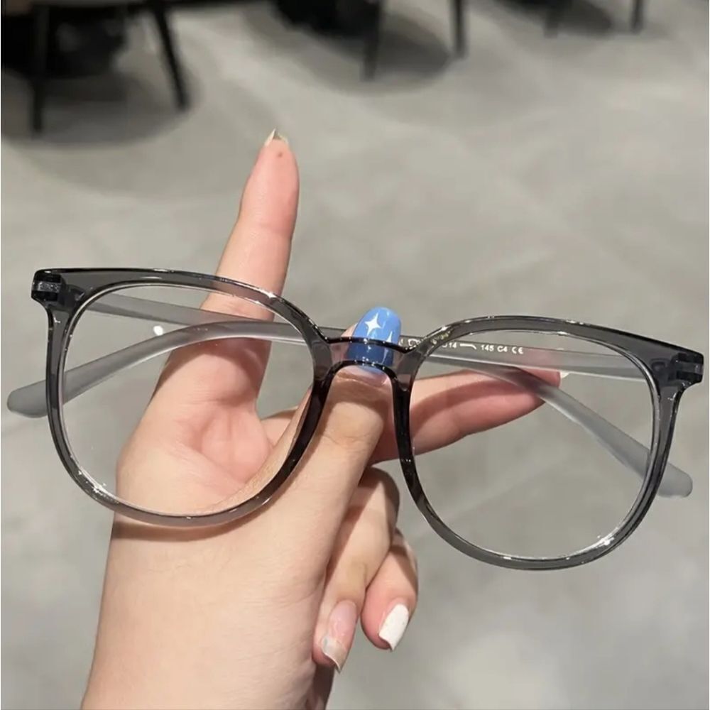 Unisex large round Glasses Gray